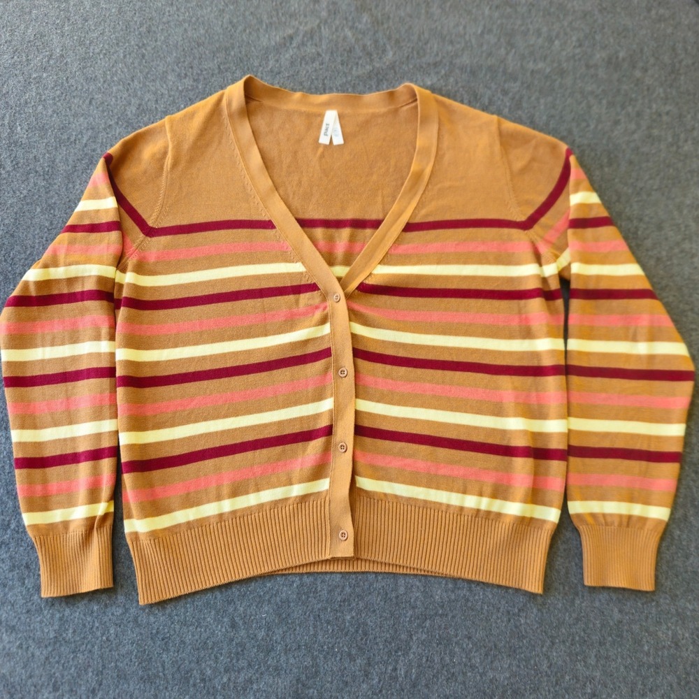 Pact Striped Cardigan XL Whimsy Academia Collegiate Preppy Librarian Tweed EUC
